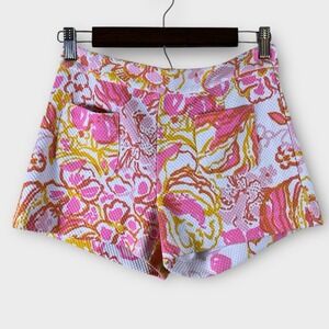 Lilly Pulitzer Alycia Shorts Resort Floral Pink White Happiness‎ Knit Size 2
